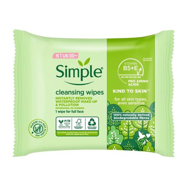 Simple Kind to Skin Biodegradable Cleansing Wipes (25 pack) Online now