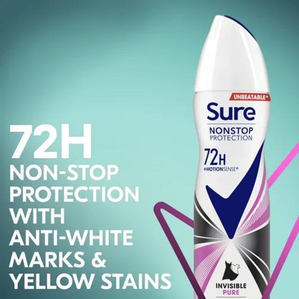 Sure 72 Hour Invisible Pure Anti-perspirant Deodorant 250ml Fashion