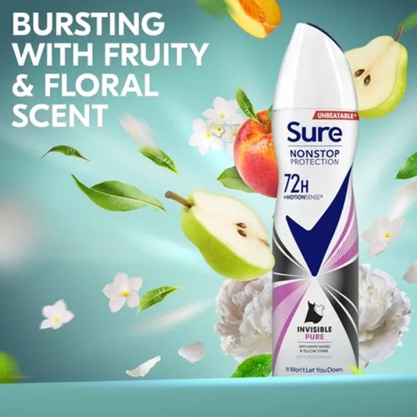 Sure 72 Hour Invisible Pure Anti-perspirant Deodorant 250ml Fashion