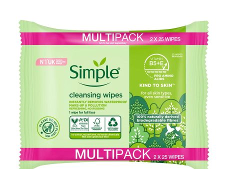 Simple Kind to Skin Biodegradable Cleansing Wipes (50 pack) on Sale