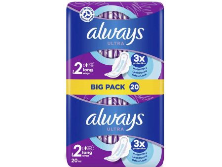 Always Ultra Sanitary Towels Long - Size 2 Wings (20 Pack) Online