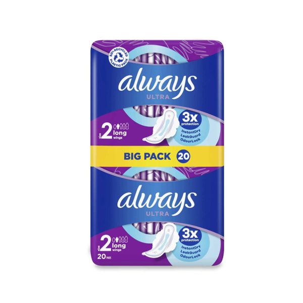 Always Ultra Sanitary Towels Long - Size 2 Wings (20 Pack) Online