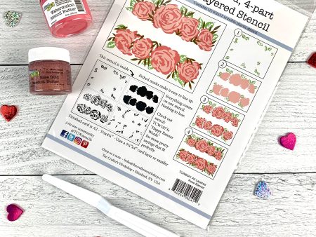 Valentine s Day Rose Banner Layered Stencil + Stencil Butter Bundle on Sale